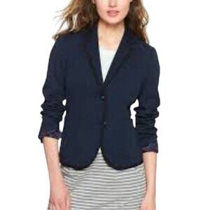 Gap Ponte Academy Blazer Navy Red Polka Dot Cuff Lining Ornate Buttons Size 12